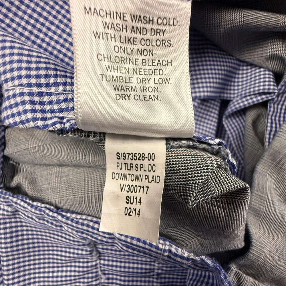 Banana Republic Mens 35x32 Tailored Slim Downtown Plaid Cotton Pants Grey 973528